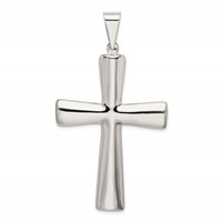 Sterling Silver Rhodium-plated Hollow Cross Pendant view 4