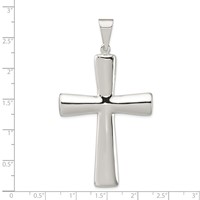 Sterling Silver Rhodium-plated Hollow Cross Pendant view 3