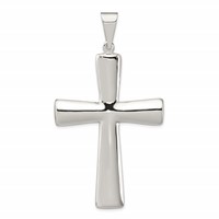 Sterling Silver Rhodium-plated Hollow Cross Pendant view 1