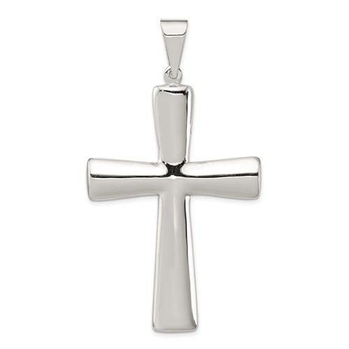 Sterling Silver Rhodium-plated Hollow Cross Pendant