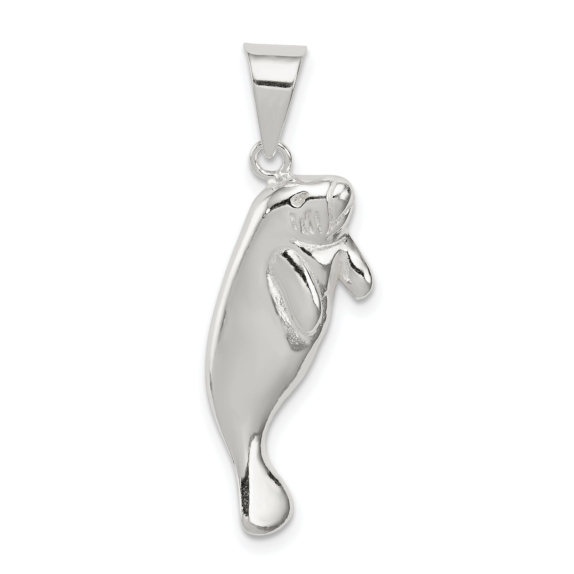 TINY 7x11mm Sterling Silver Solid 3D Manatee Charm 