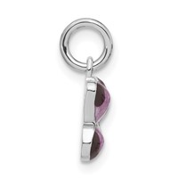 Sterling Silver Rhodium-plated Purple Enameled Butterfly Charm view 2