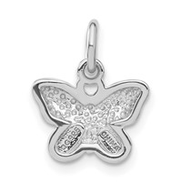 Sterling Silver Rhodium-plated Purple Enameled Butterfly Charm view 3