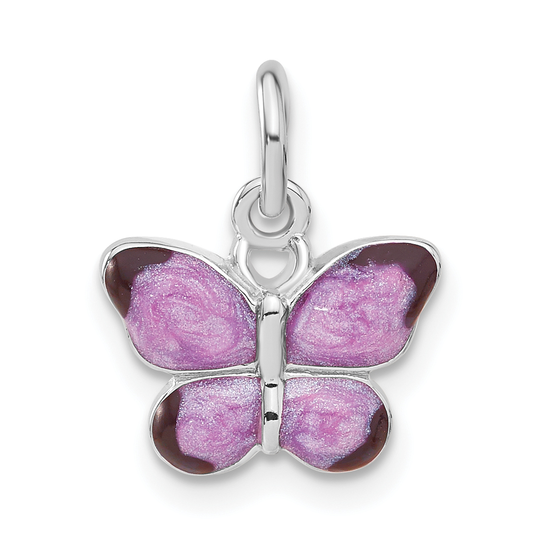 Sterling Silver Rhodium-plated Rhod Enameled Purple Butterfly (QC4052)