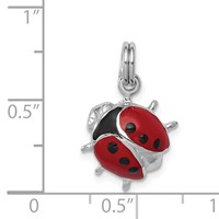 Sterling Silver Rhodium-platedEnamel Ladybug Charm view 3