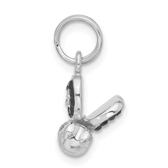 Sterling Silver 3-D Black & Clear CZ Enameled Bee Charm