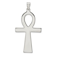 Sterling Silver Rhodium-plated Ankh Cross Pendant view 4