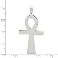 Sterling Silver Rhodium-plated Ankh Cross Pendant view 3