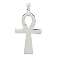 Sterling Silver Rhodium-plated Ankh Cross Pendant view 1
