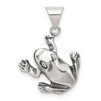 Sterling Silver Antiqued Frog Charm view 1