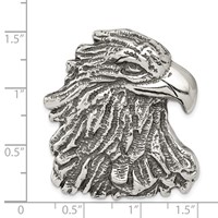 Sterling Silver Antiqued Eagle Head Pendant view 3