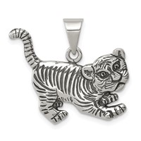 Sterling Silver Antiqued Tiger Charm view 1