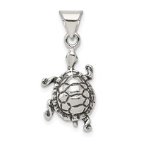 Sterling Silver Antiqued Turtle Charm view 1