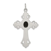 Sterling Silver Onyx Antiqued Cross Pendant view 4