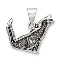 Sterling Silver Antiqued Wolf Charm view 4