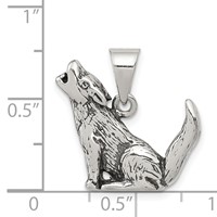 Sterling Silver Antiqued Wolf Charm view 3