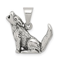 Sterling Silver Antiqued Wolf Charm view 1