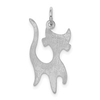 Sterling Silver Rhodium-plated Cat Charm view 4