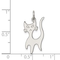Sterling Silver Rhodium-plated Cat Charm view 3