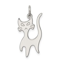 Sterling Silver Rhodium-plated Cat Charm view 1