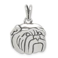 Sterling Silver Antiqued Bulldog Charm view 1