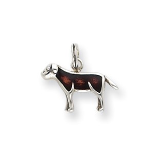 Sterling Silver Rhod Enameled Brown Dog