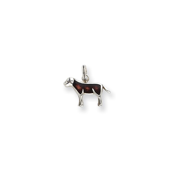 Sterling Silver Rhod Enameled Brown Dog