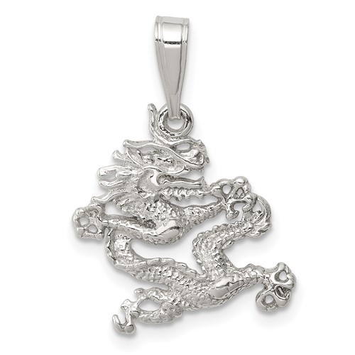Sterling Silver Polished Dragon Pendant