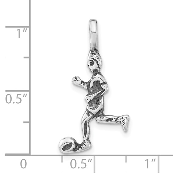 Sterling Silver Polished & Antiqued Soccer Player