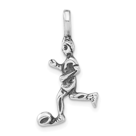 Sterling Silver Polished & Antiqued Soccer Player