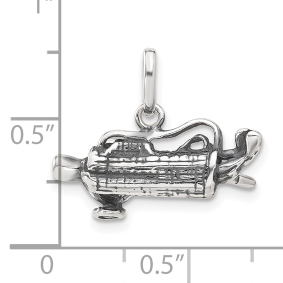 Sterling Silver 3-D Antiqued Golf Bag Charm