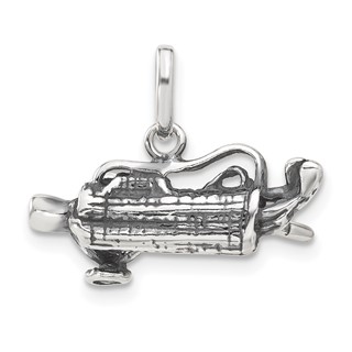 Sterling Silver 3-D Antiqued Golf Bag Charm
