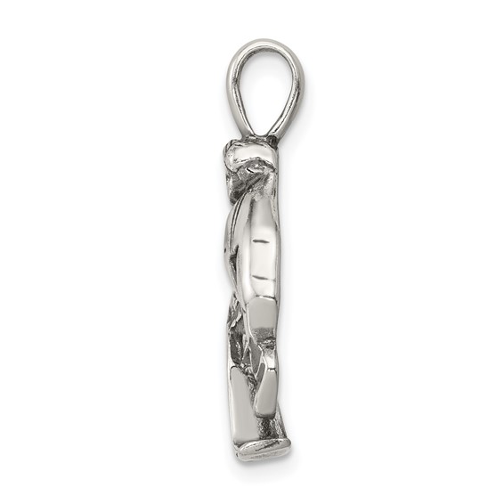 Sterling Silver Antiqued Hockey Player Charm
