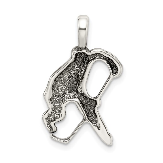 Sterling Silver Antiqued Hockey Player Charm