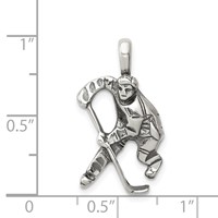 Sterling Silver Antiqued Hockey Player Charm view 3