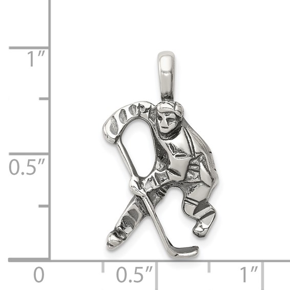 Sterling Silver Antiqued Hockey Player Charm