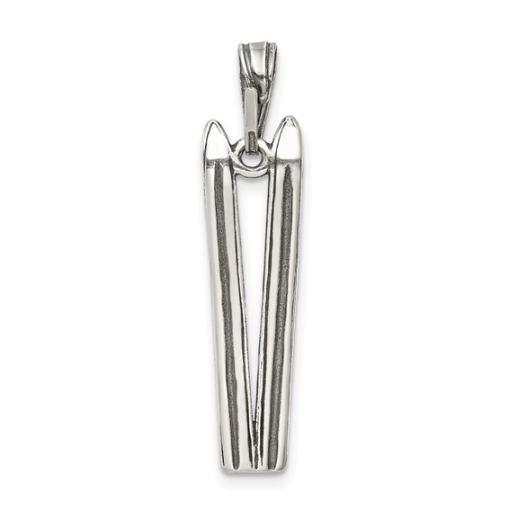 Sterling Silver Antiqued Ski's Charm