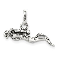 Sterling Silver Antiqued Scuba Diver Charm view 3