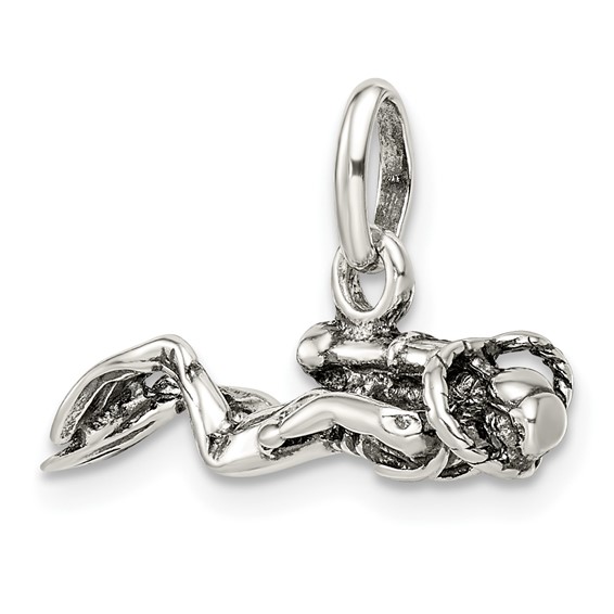 Sterling Silver Antiqued Scuba Diver Charm