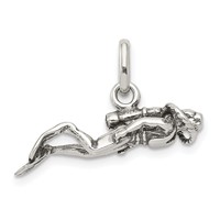 Sterling Silver Antiqued Scuba Diver Charm view 1