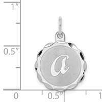 Sterling Silver Rhodium-plated Brocaded Letter a Initial Charm view 4