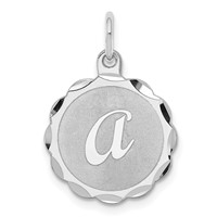 Sterling Silver Rhodium-plated Brocaded Letter a Initial Charm view 1