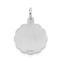 Sterling Silver Rhodium-plated Brocaded Letter B Initial Charm view 3