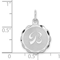 Sterling Silver Rhodium-plated Brocaded Letter B Initial Charm view 4