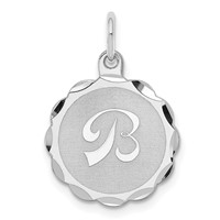 Sterling Silver Rhodium-plated Brocaded Letter B Initial Charm view 1
