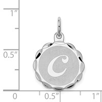 Sterling Silver Rhodium-plated Brocaded Letter C Initial Charm view 3
