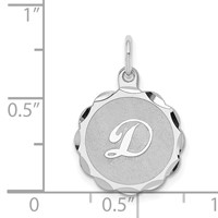 Sterling Silver Rhodium-plated Brocaded Letter D Initial Charm view 4