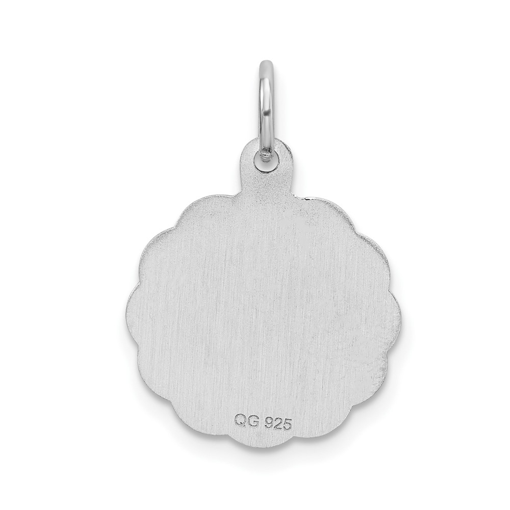 Sterling Silver/Rhodium-plated Brocaded Letter E Initial Pendant (QC4161E)