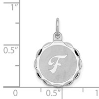 Sterling Silver Rhodium-plated Brocaded Letter F Initial Pendant view 4