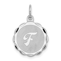 Sterling Silver Rhodium-plated Brocaded Letter F Initial Pendant view 1